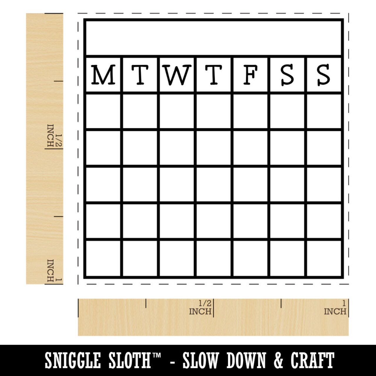 Blank Calendar Monday Start Goal Habit Tracker Self-Inking Rubber Stamp Ink Stamper